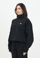 ADIDAS ORIGINALS Felpa a mezza zip Essentials nera da donna IW0951  ADIDAS ORIGINALS 