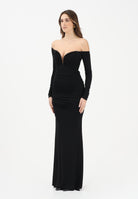 ELISABETTA FRANCHI Abito lungo nero da donna con drappeggi ABR1061E2 110 ELISABETTA FRANCHI 