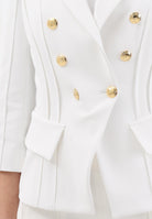 ELISABETTA FRANCHI Giacca doppiopetto avorio da donna con motivi a taglio vivo GI21861E2 360 ELISABETTA FRANCHI 