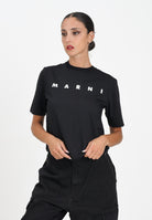 MARNI T-shirt a manica corta nera per donna, ragazzi e bambini con stampa logo M01601M00RF 0M900 MARNI 