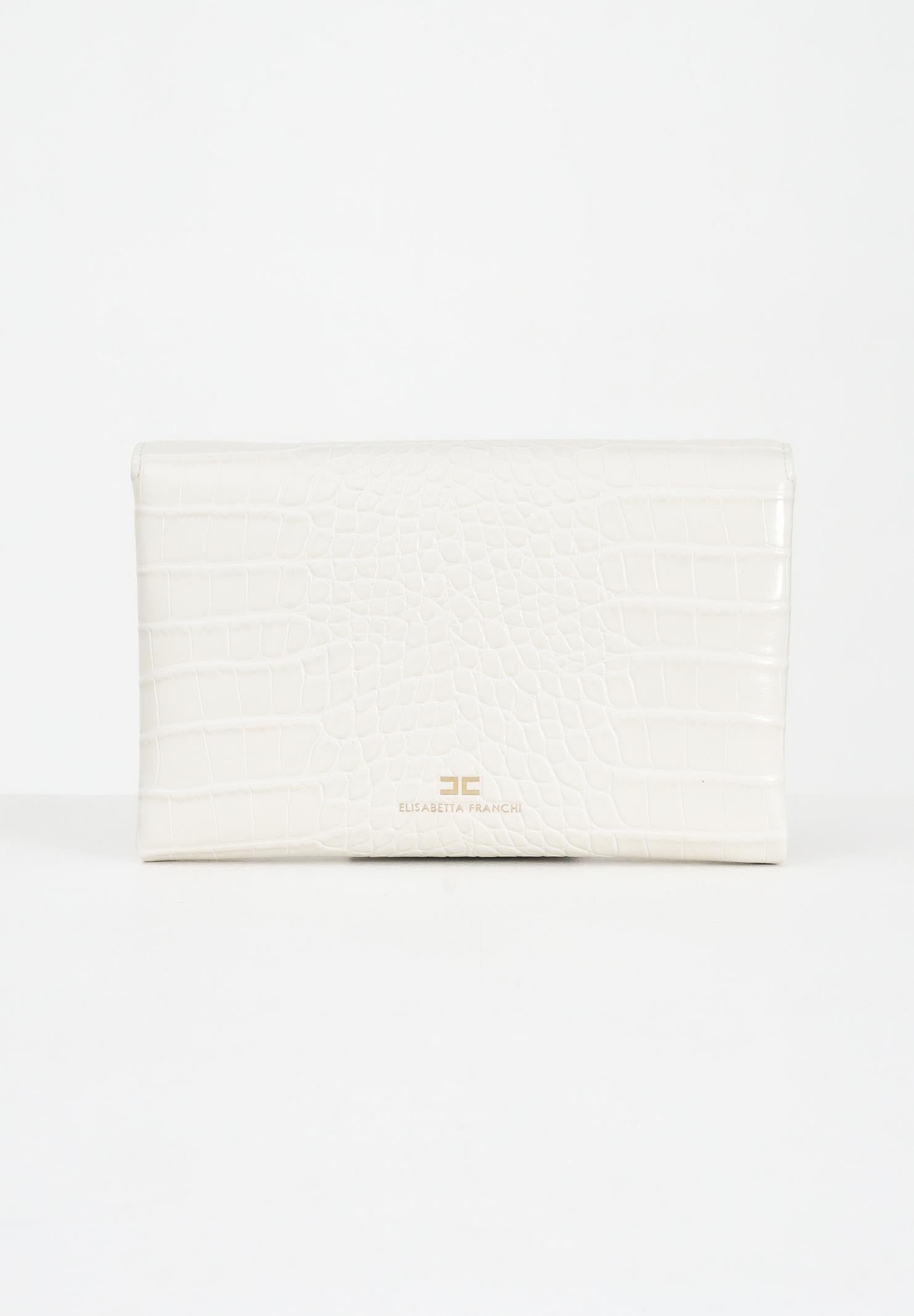 ELISABETTA FRANCHI Pochette bianco latte da donna con logo e nappina BS56A57E2 DZ9 ELISABETTA FRANCHI 