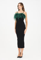 NOELL MAGGINI Abito midi nero da donna con piume verdi 00126083 NEVE NOELL MAGGINI 