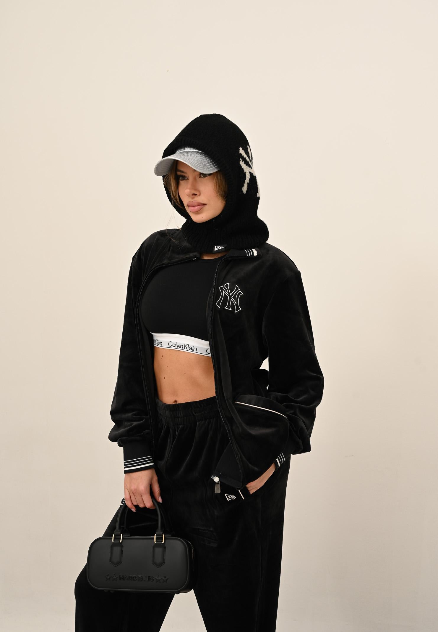 NEW ERA Felpa con zip New York Yankees MLB Velour nera per uomo e donna 60684343 . NEW ERA 