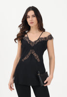 PINKO Top nero da donna con inserti in pizzo 106623A385 Z99 PINKO 