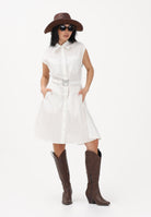 PINKO Abito chemisier bianco da donna con cintura 103111A2LD Z05 PINKO 