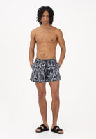 EA7 Shorts mare nero da uomo con logo all-over 7M001715AF21250 MC001 EA7 