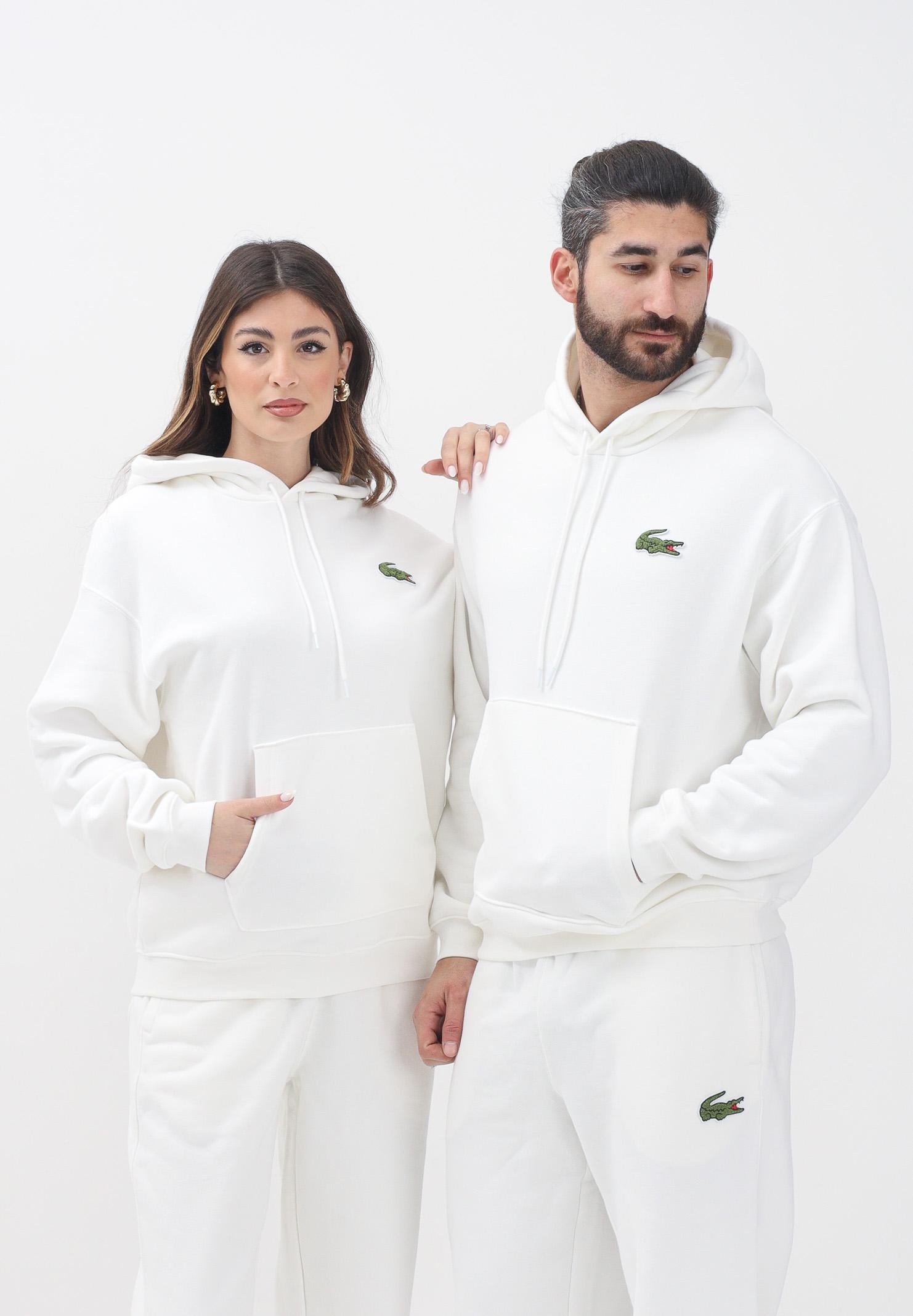 LACOSTE Felpa con cappuccio Loose Fit bianca per uomo e donna SH2754 70V LACOSTE 