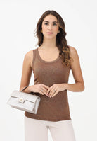 VICOLO Canotta bronzo da donna realizzata in un tessuto lavorato con filato lamé UF0055 BR VICOLO 