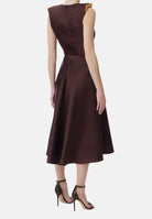 ELISABETTA FRANCHI abito midi in duchesse cacao marrone  donna. AB95462E2 644 ELISABETTA FRANCHI 