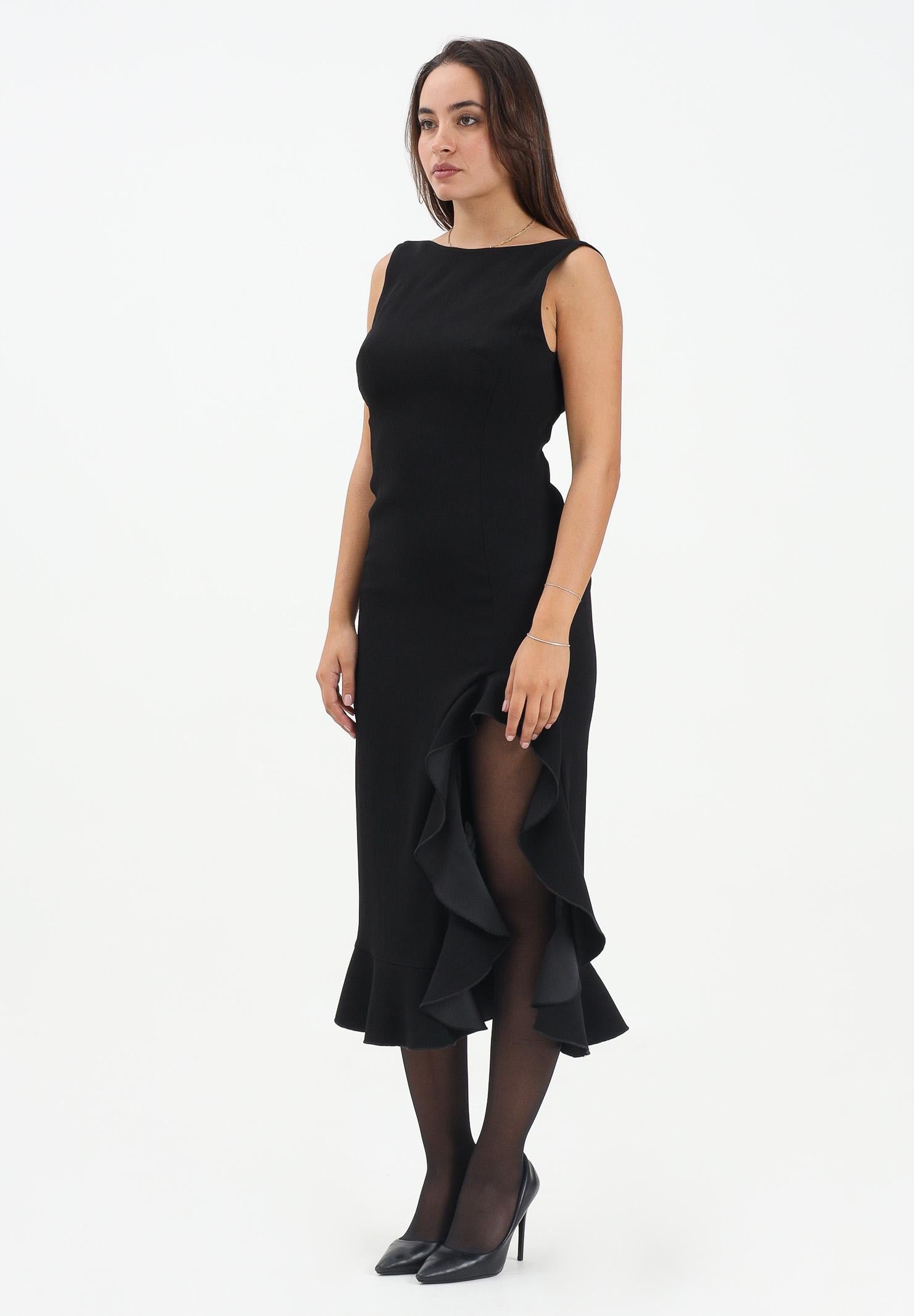 PINKO Abito midi nero da donna con volant<BR/><BR/> 105781A2Q2 Z99 PINKO 