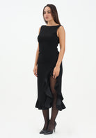PINKO Abito midi nero da donna con volant<BR/><BR/> 105781A2Q2 Z99 PINKO 