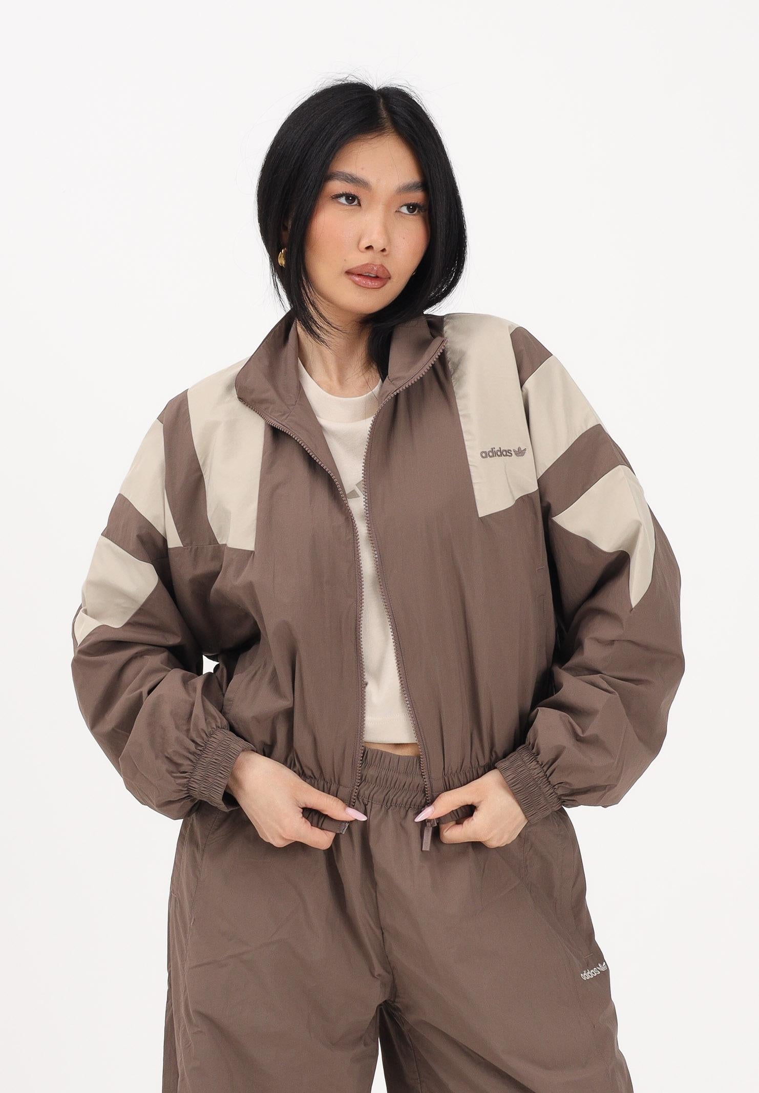 ADIDAS ORIGINALS Giacca a vento BLOCKED WASHED marrone e beige da donna KD8787 . ADIDAS ORIGINALS 