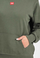 DIESEL Felpa con cappuccio verde militare per donna, ragazzi e bambini rifinita da patch D J025020GEAD K513 DIESEL 