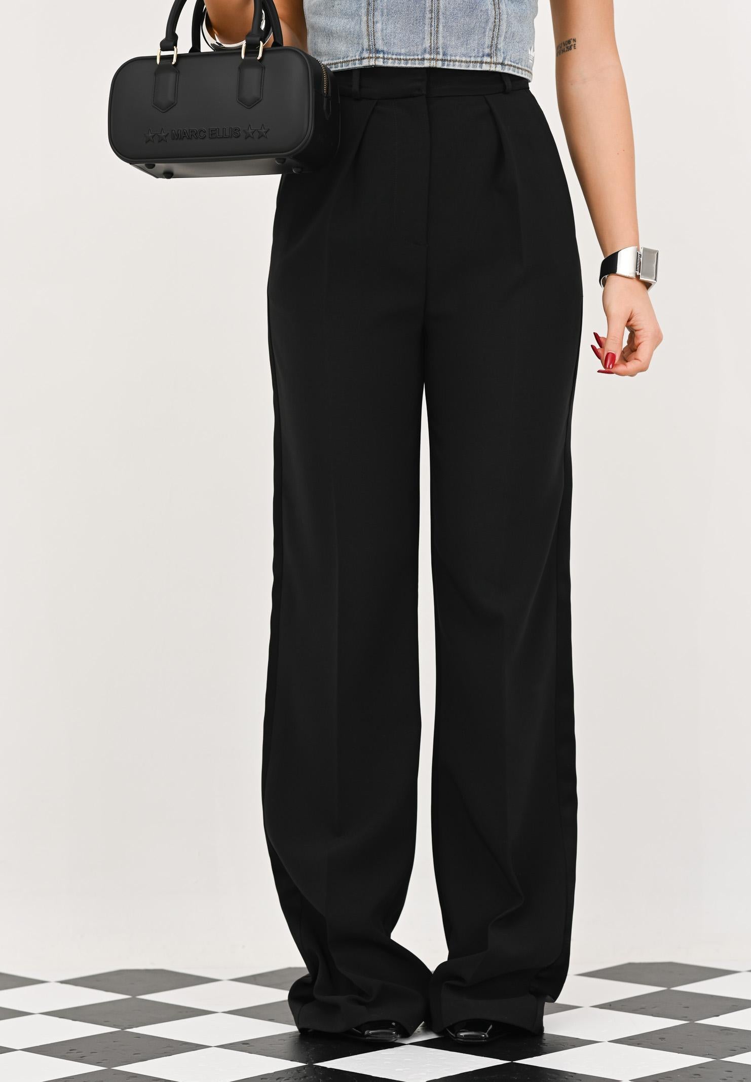 ELISABETTA FRANCHI Pantalone elegante nero da donna con dettagli smoking PA12656E2 110 ELISABETTA FRANCHI 
