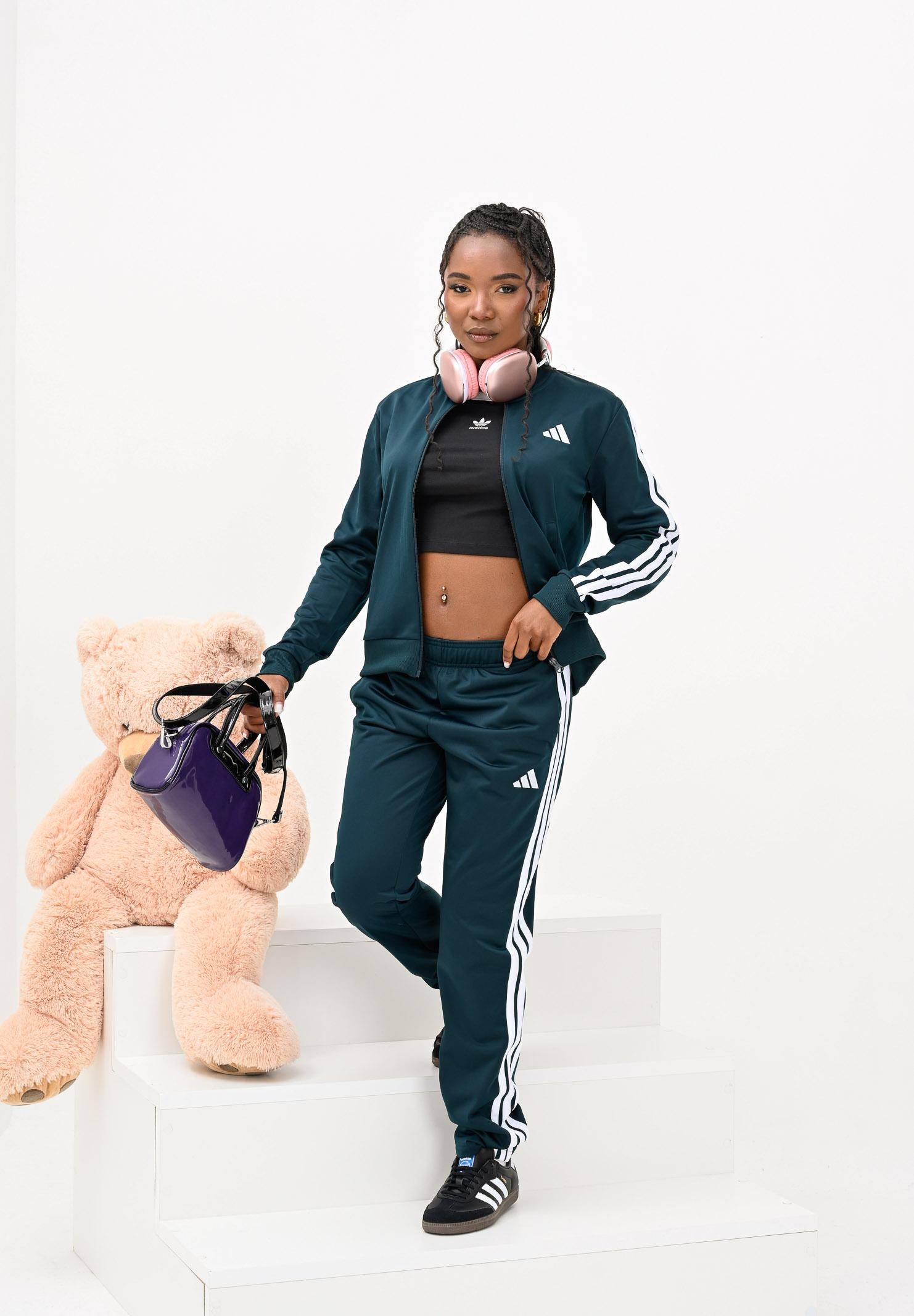 ADIDAS PERFORMANCE Tuta Essentials 3-Stripes verde da donna JX0505  ADIDAS PERFORMANCE 