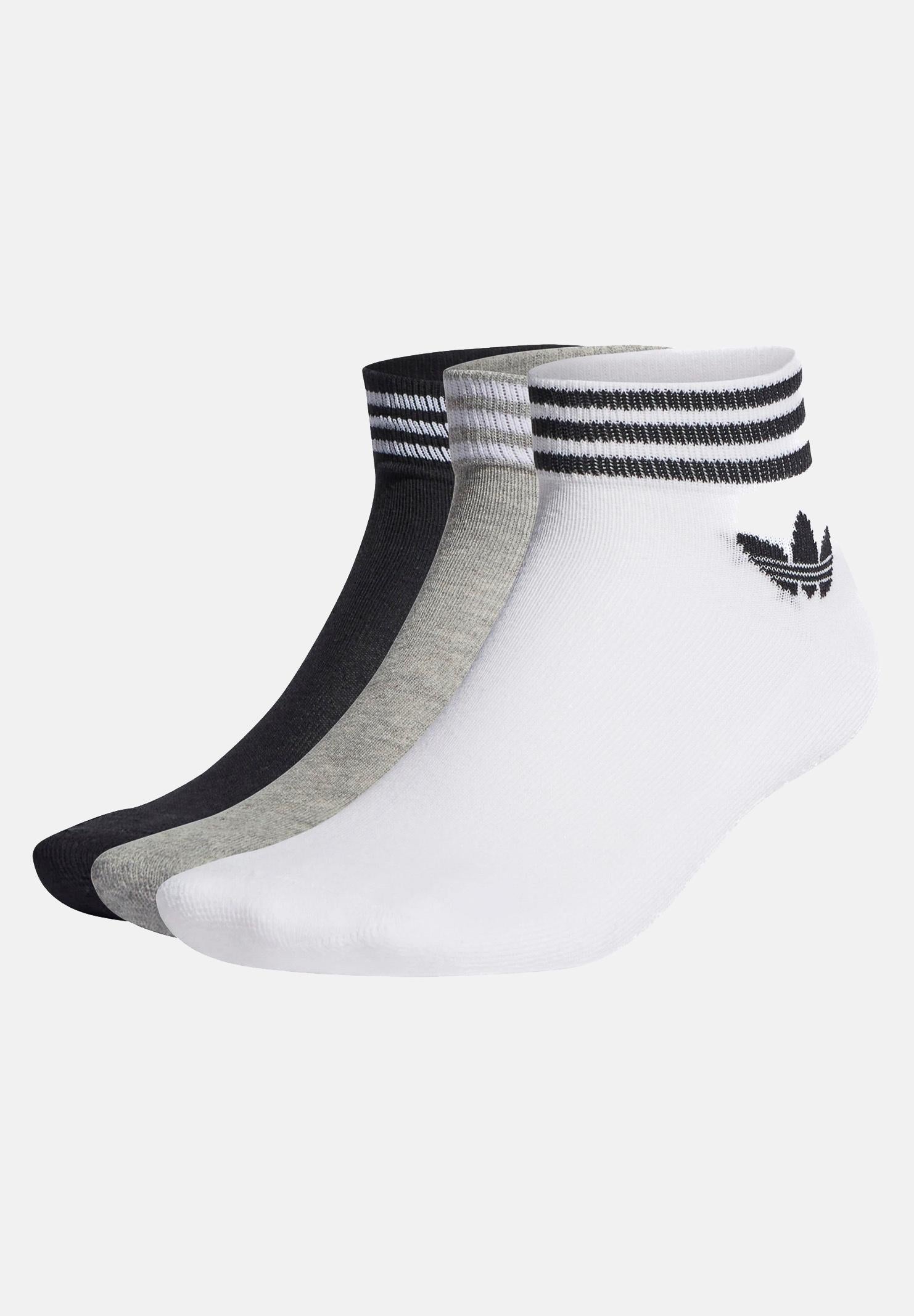 ADIDAS ORIGINALS Calzini (3 paia) Trefoil bianchi, grigi e neri per bambino e bambina HC9550 . ADIDAS ORIGINALS 