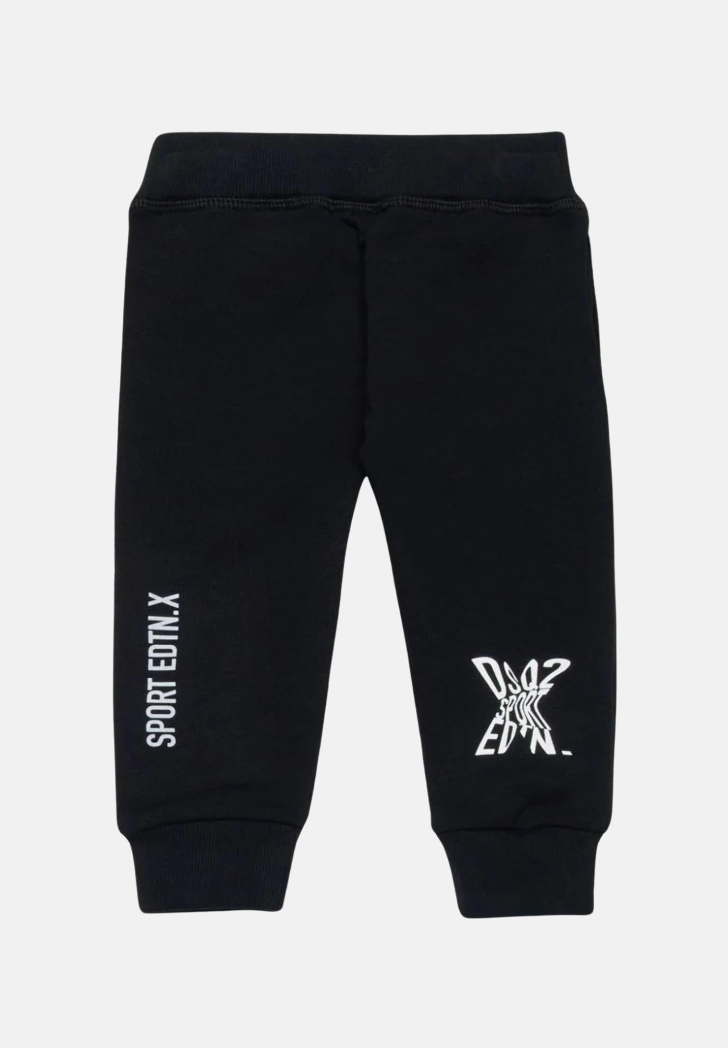 Pantalone nero da neonato con stampa logo DQ2547D003G DQ900 DSQUARED2 
