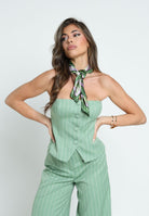 SANTAS Top BROWNIE verde menta da donna con motivo gessato PV2504 VERDE SANTAS 