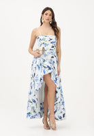 ODI ODI Abito lungo bianco da donna con stampa floreale nei toni del blu BOSALUNGO110S6 0G ODI ODI 