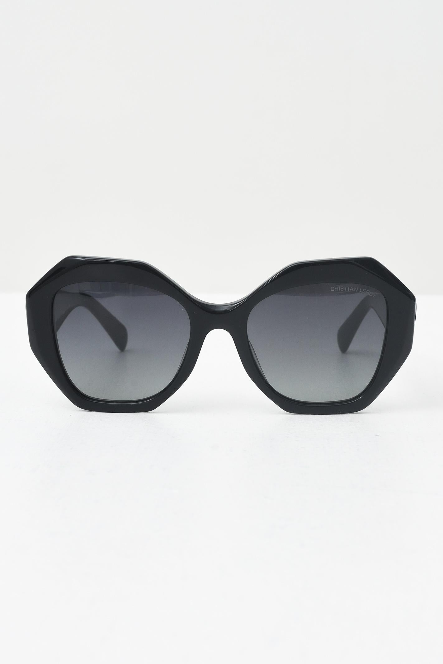 CRISTIAN LEROY Occhiali da sole neri da donna dal design ottagonale 25070 01 CRISTIAN LEROY 