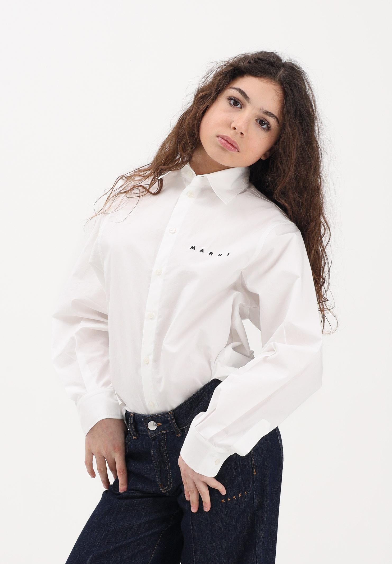 MARNI Camicia a manica lunga bianca per donna, ragazzi e bambini con logo M01628M00UW 0M114 MARNI 