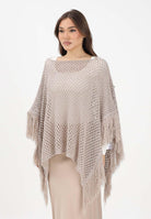 AKEP Mantella beige da donna con frange ACKD13039 V3 AKEP 