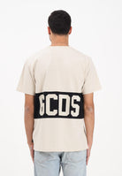 GCDS T-shirt a manica corta beige per uomo e donna con banda logata B1XM2314JA3 09 GCDS 