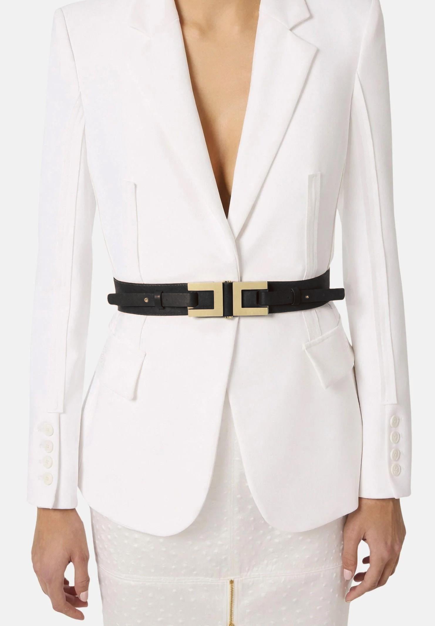 ELISABETTA FRANCHI Cintura nera da donna con dettaglio logo CT50S61E2 110 ELISABETTA FRANCHI 