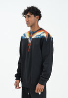 MARCELO BURLON COUNTY OF MILAN Felpa girocollo nera da uomo con stampa ali F5CAMASW025 110 MARCELO BURLON COUNTY OF MILAN 