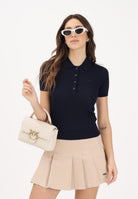 LACOSTE Polo in maglia blu da donna a coste 3D AF9984 166 LACOSTE 