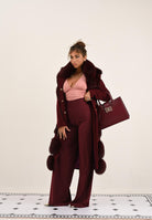 SANTAS Pantalone elegante POUVOIR bordeaux da donna con micro gessatura PV2626 BO SANTAS 