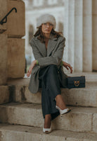 SANTAS Pantalone elegante POUVOIR blu da donna con micro gessatura verticale PV2626 BL SANTAS 