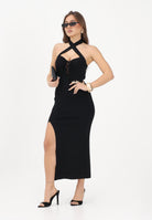 AKEP Abito lungo nero da donna con spacco laterale VSKD13273 V1 AKEP 