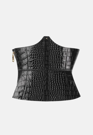 ELISABETTA FRANCHI Cintura bustier nera da donna con stampa cocco CT83S58E2 110 ELISABETTA FRANCHI 