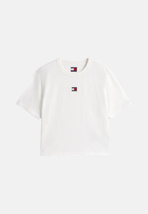 TOMMY JEANS t-shirt Tommy Badge Boxy Crew Neck T-Shirt ecru bianco, donna. DW0DW22202 YBL TOMMY JEANS 