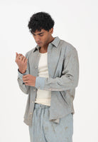 I'M BRIAN Camicia a manica lunga celeste da uomo con micro-lavorazione traforata CA3643 0028 I'M BRIAN 