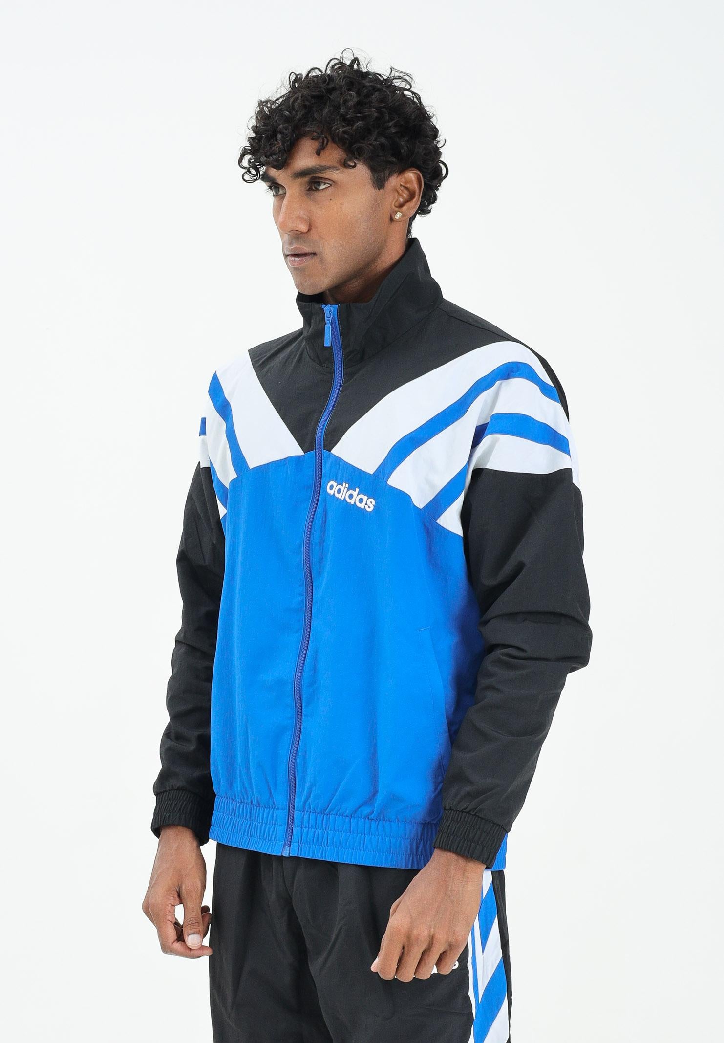 ADIDAS ORIGINALS Felpa con zip blu, bianca e nera da uomo JX3052  ADIDAS ORIGINALS 