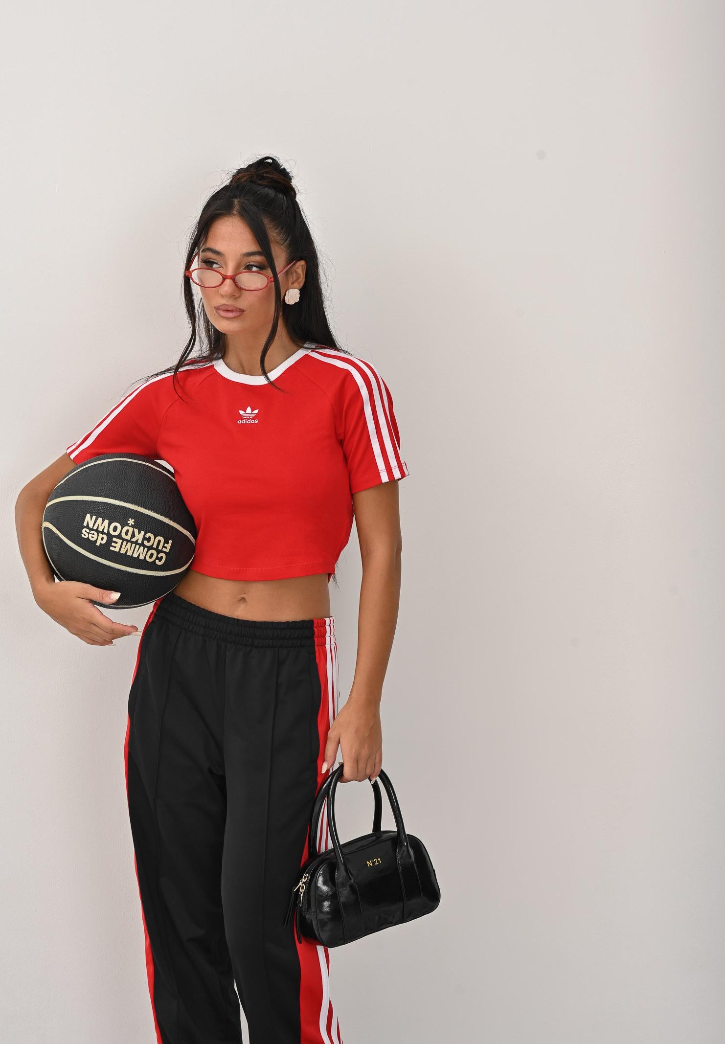 ADIDAS ORIGINALS T-shirt a manica corta 3-Stripes rossa da donna JD0303  ADIDAS ORIGINALS 