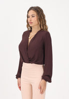 ELISABETTA FRANCHI Body a manica lunga cacao da donna con collana CB00762E2 644 ELISABETTA FRANCHI 