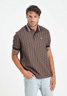 LACOSTE Polo a manica corta marrone da uomo in jacquard con monogramma DH1417 9I4 LACOSTE 
