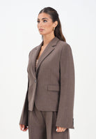VICOLO Giacca marrone da donna con leggera trama mélange TF0203 A115 VICOLO 