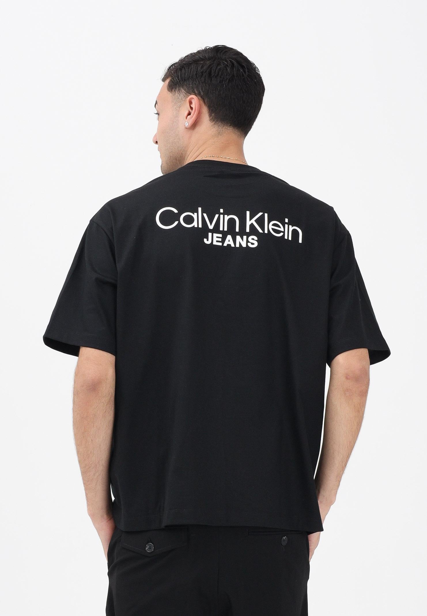 CALVIN KLEIN JEANS T-shirt a manica corta nera da uomo con stampa logo LV04RD825GUB1 . CALVIN KLEIN JEANS 