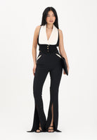 ELISABETTA FRANCHI Pantalone elegante nero da donna con cut-out e spacchi PA15961E2 685 ELISABETTA FRANCHI 