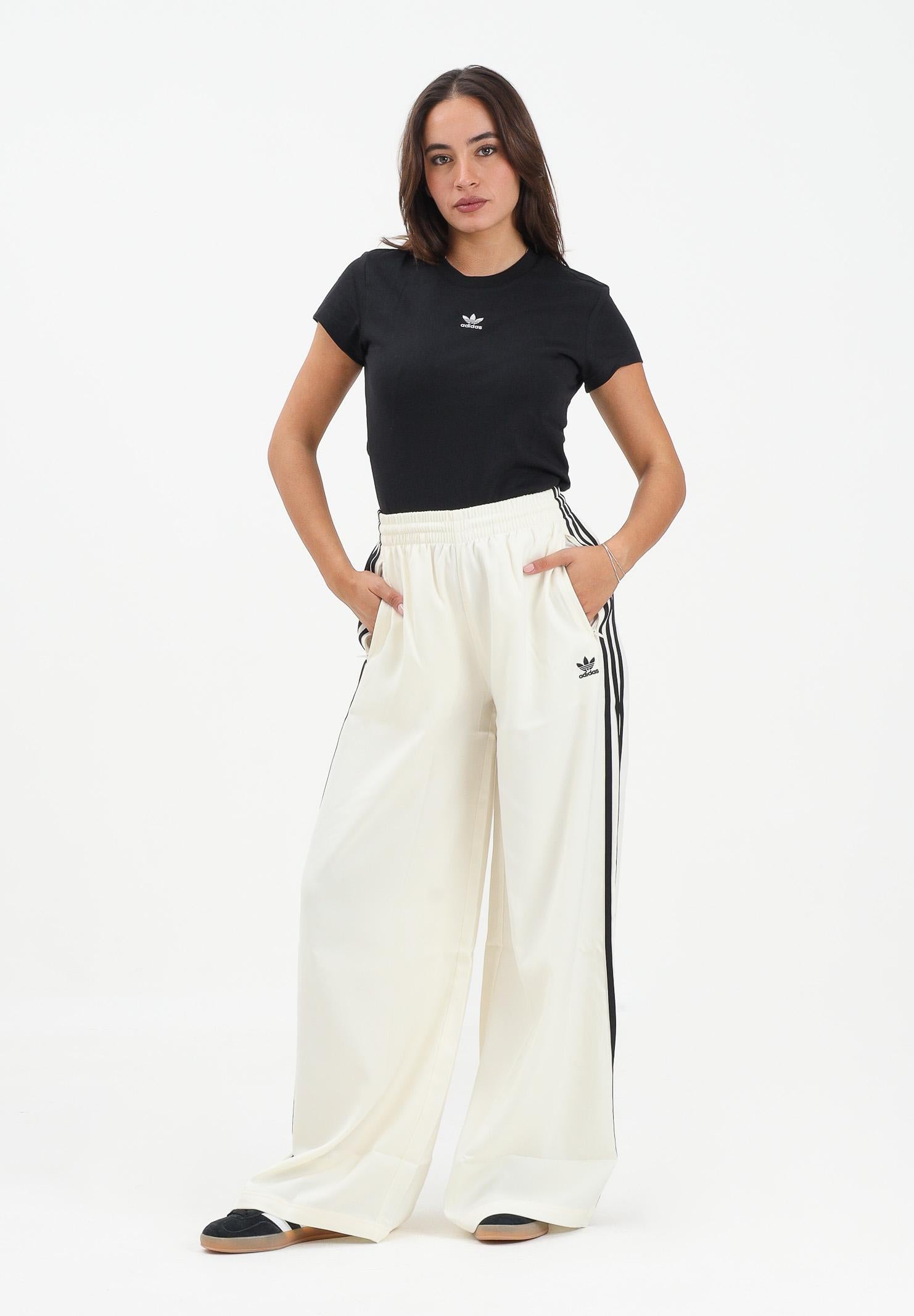 ADIDAS ORIGINALS Pantalone sportivo Adicolor Satin Wide Leg panna da donna KD2542 . ADIDAS ORIGINALS 