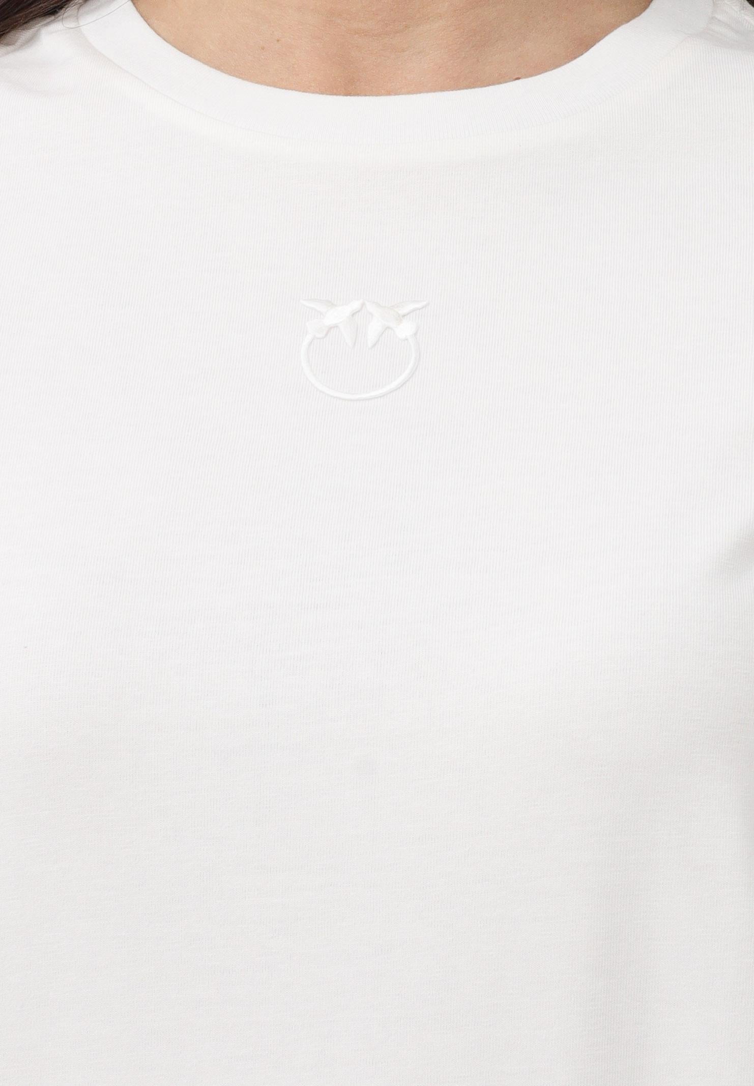 PINKO T-shirt a manica corta bianca da donna con ricamo logo Love Birds 100355A339 Z05 PINKO 