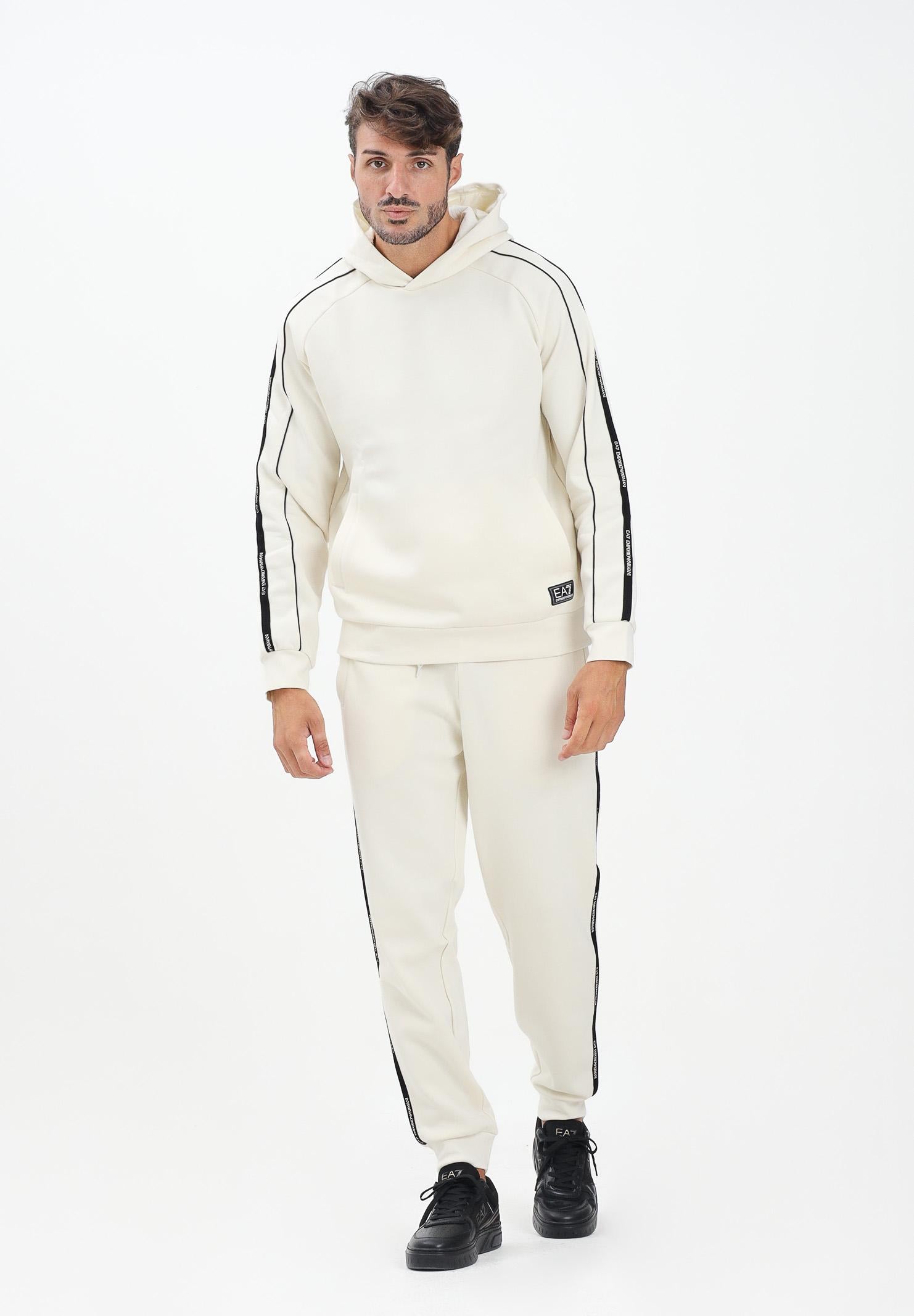EA7 Pantalone sportivo panna da uomo con bande laterali logate 7M000974AF10377 U1105 EA7 
