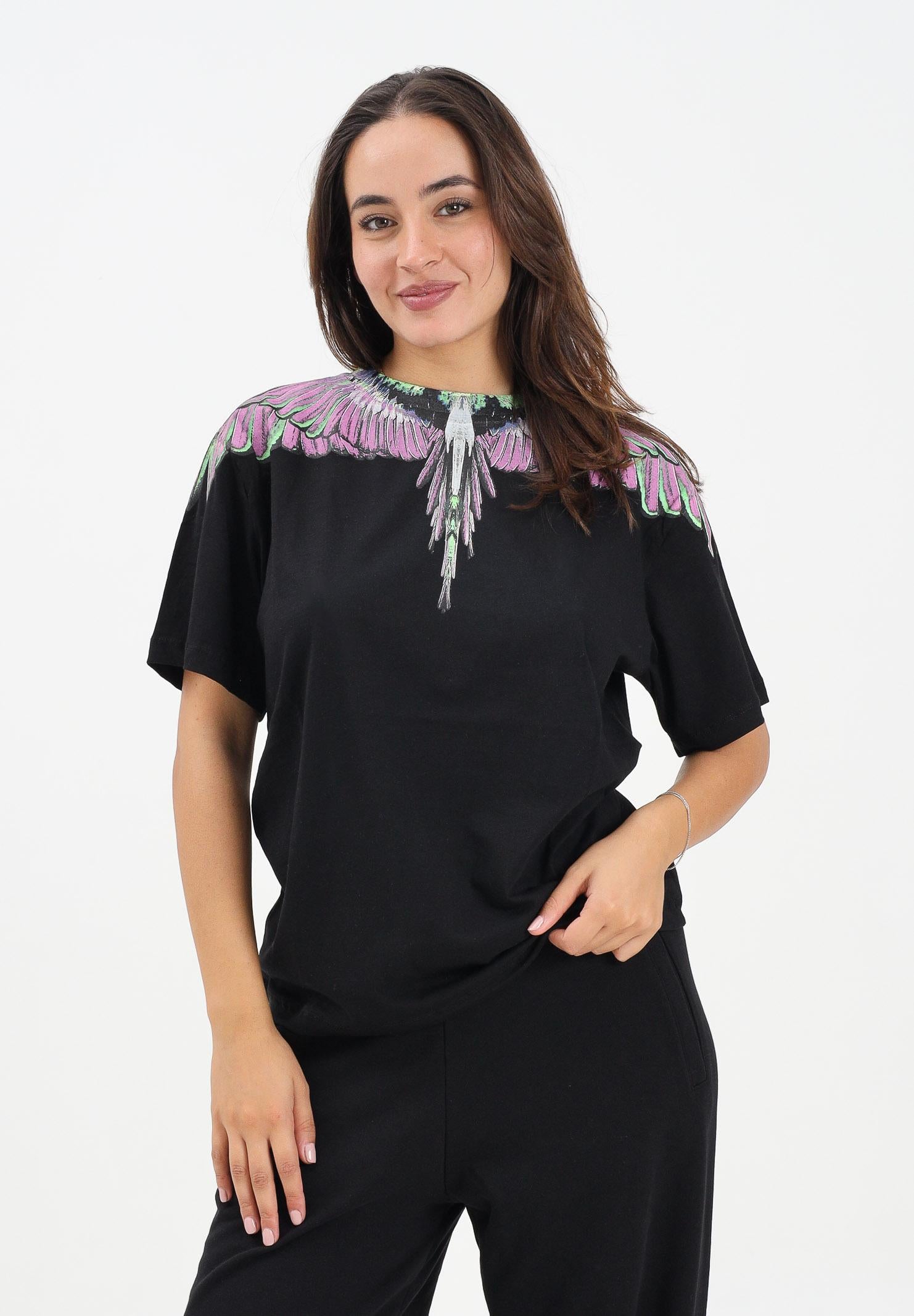 MARCELO BURLON COUNTY OF MILAN T-shirt a manica corta nera da donna con stampa ali 25ICM30001 NEPI MARCELO BURLON COUNTY OF MILAN 