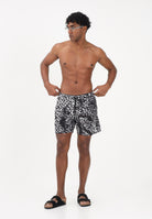 GCDS Shorts mare nero da uomo con stampa logo all-over C1MEQS250T075 999A GCDS 