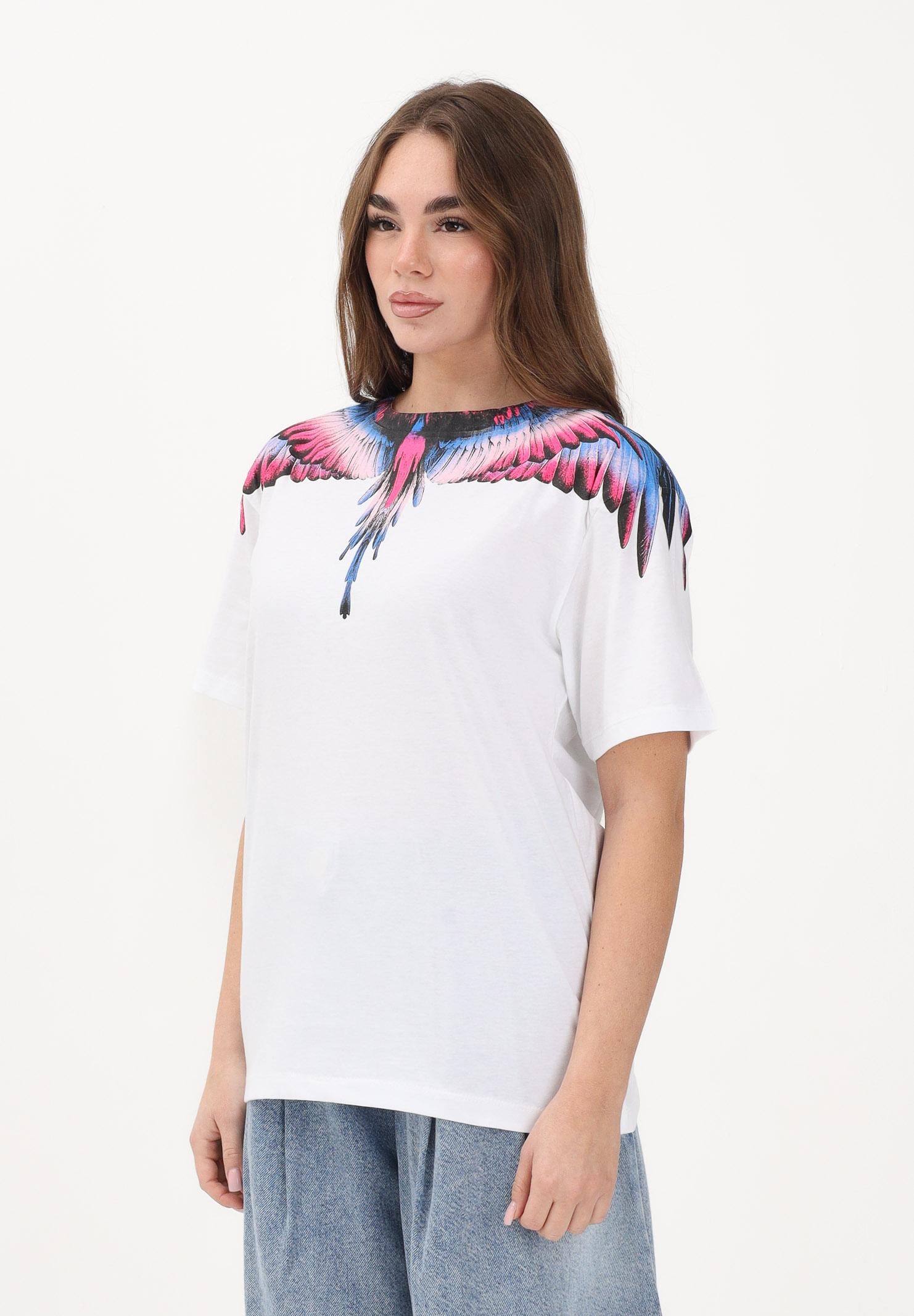 MARCELO BURLON COUNTY OF MILAN T-shirt a manica corta bianca da donna con stampa ali 26ECM30102 BICERO MARCELO BURLON COUNTY OF MILAN 