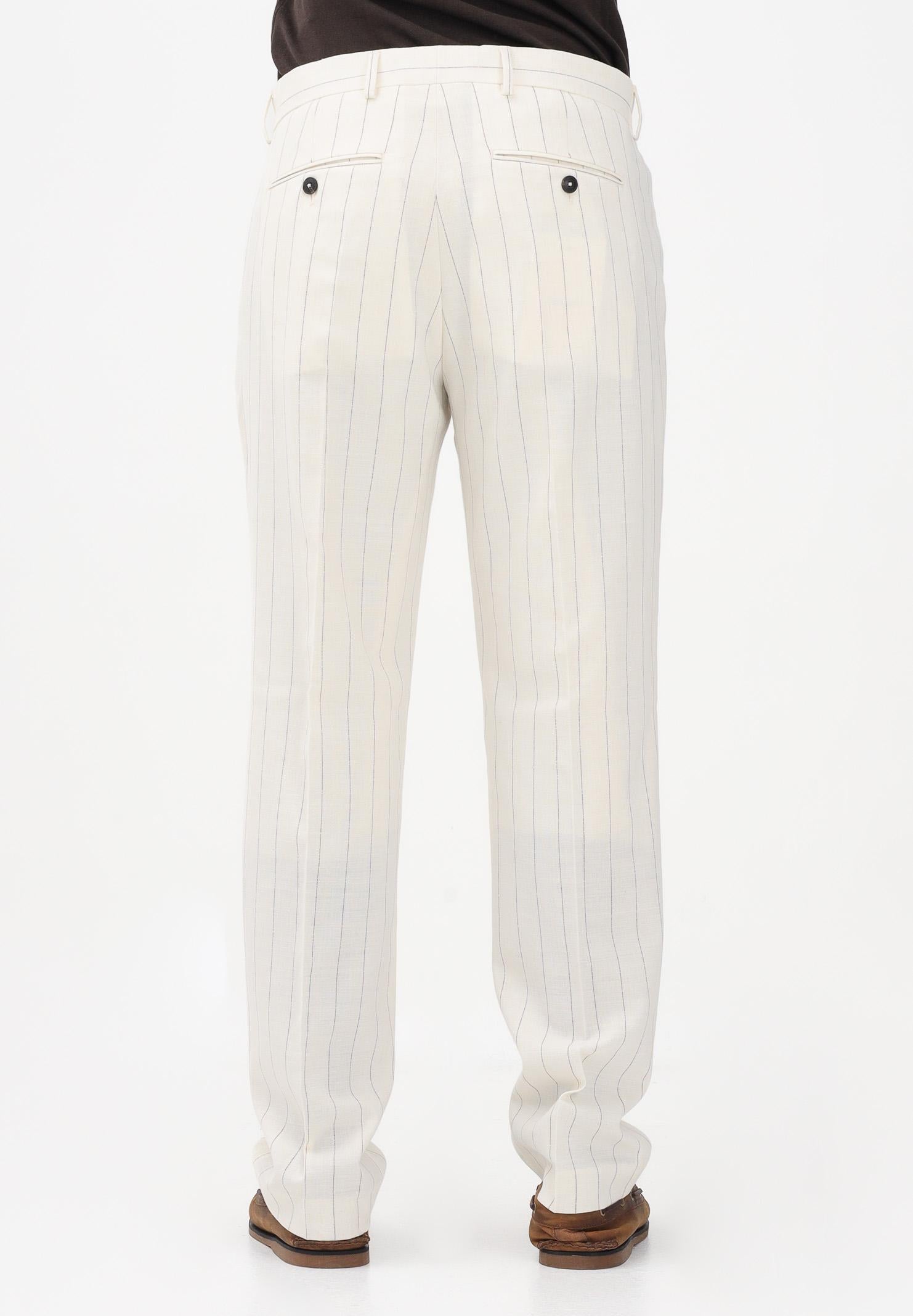 SELECTED HOMME Pantalone elegante panna da uomo con sottili righe 16100653 EG SELECTED HOMME 